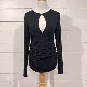 Vanessa Virginia black ruched shirt with cut out